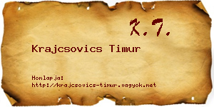 Krajcsovics Timur névjegykártya